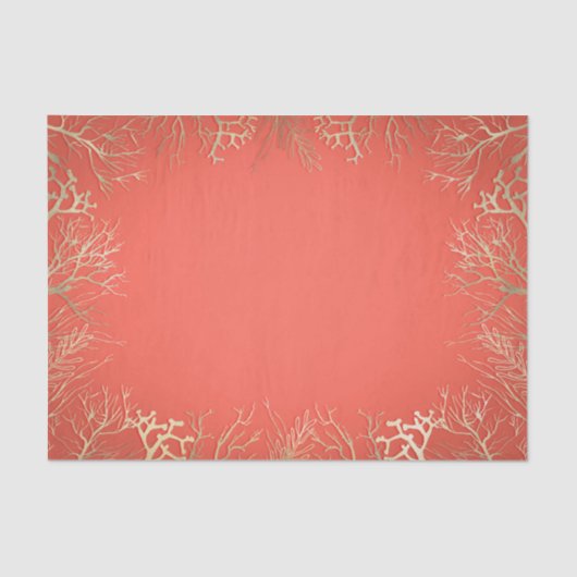 Moderne Goud Koraal Oranje Elegante Strand Bruilof Tissuepapier (Voorkant)