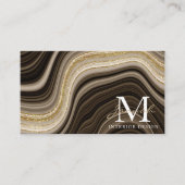 Moderne Goud Marmer Abstracte Golf Interieurontwer Visitekaartje (Voorkant)