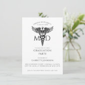Moderne Goud MD Dokter Foto Afstudeerfeest Kaart (Staand voorkant)