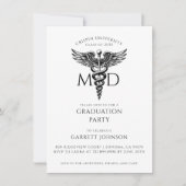 Moderne Goud MD Dokter Foto Afstudeerfeest Kaart (Voorkant)