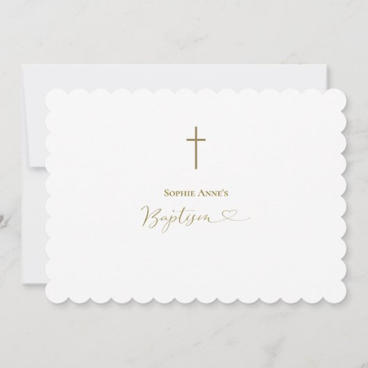 Moderne Goud Meisje Foto Calligrafie Doop  Kaart (Achterkant)