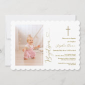 Moderne Goud Meisje Foto Calligrafie Doop  Kaart (Voorkant)