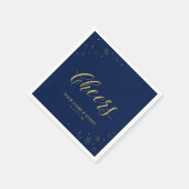 Moderne Goud & Navy Glitter Cheers Aangepaste Fees Servet (Hoek)