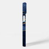 Moderne Goud & Navy Marmer Agate Monogram Case-Mat Case-Mate iPhone Case (Achterkant / Rechts)