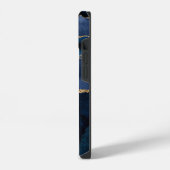 Moderne Goud & Navy Marmer Agate Monogram Case-Mat iPhone Hoesje (Linkerkant)