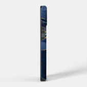 Moderne Goud & Navy Marmer Agate Monogram Case-Mat iPhone Hoesje (Rechterkant)