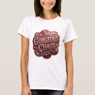 Moderne Goud Prachtige Chaos Artistieke Motief T-shirt