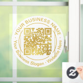 Moderne goud QR-code bedrijfsnaam slogan rond Raamsticker (Huis)