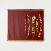 Moderne goud rode afstudeerfoto booth achtergrond wandkleed (Voorkant (horizontaal))