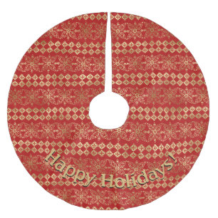Moderne goud & rood patroon aanpasbare boodschap kerstboom rok