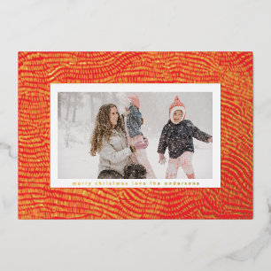 Moderne Goud Rood Wit Kerst Frame Foto Gelukkig Folie Feestdagenkaart