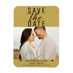 Moderne goud save the date trouwfoto magneet