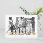 Moderne goud script fijne feestdagen foto-overlay feestdagenkaart (Staand voorkant)