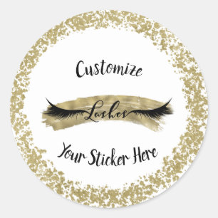 Moderne Goud Verfstreek Glam Make-up Wimpers Ronde Sticker