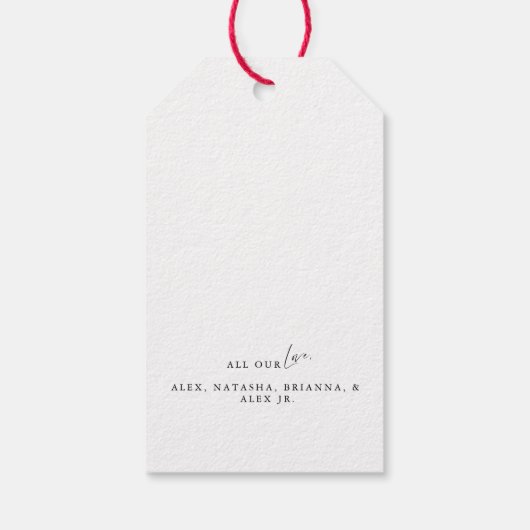 Moderne goud-verlichte kerstboom juichen twee foto cadeaulabel (Achterkant)