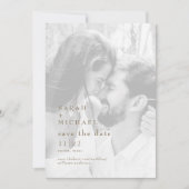 Moderne Goud & Wit B/W Foto sparen de datum Save The Date (Voorkant)