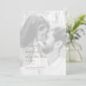 Moderne Goud & Wit B/W Foto sparen de datum Save The Date (Staand voorkant)