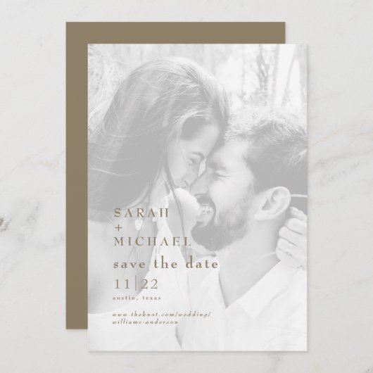 Moderne Goud & Wit B/W Foto sparen de datum Save The Date (Voorkant / Achterkant)