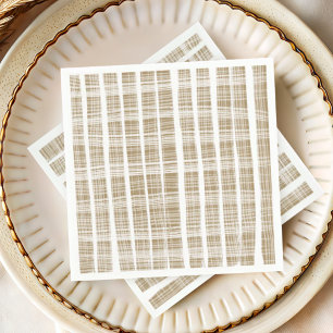 Moderne Goud & Witte Streep Textuur Bruiloft Servet