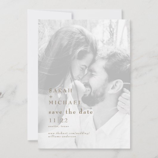 Moderne goud & witte zwart/wit foto Save The Date (Voorkant)