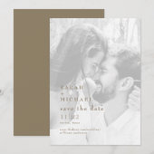 Moderne goud & witte zwart/wit foto Save The Date (Voorkant / Achterkant)