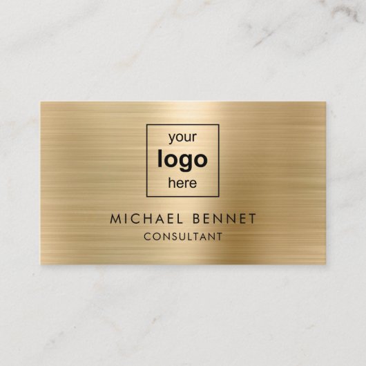 Moderne Goud Zakelijk Logo Consultant Visitekaartje (Voorkant)