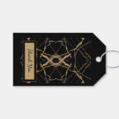 Moderne goud & zwart marmer minimalistische luxe cadeaulabel (Voorkant (Horizontaal))