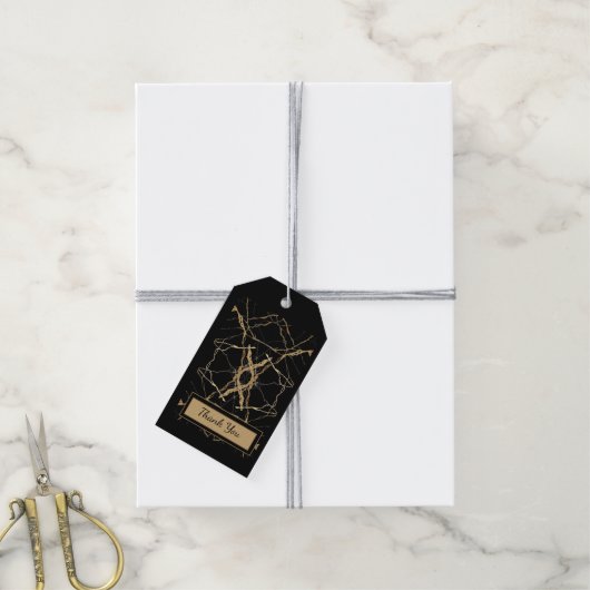 Moderne goud & zwart marmer minimalistische luxe cadeaulabel (Met Touw)