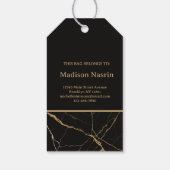Moderne goud & zwart marmer minimalistische luxe cadeaulabel (Achterkant)
