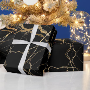 Moderne goud & zwart marmer Minimalistische luxe  Cadeaupapier