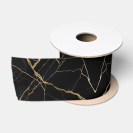 Moderne goud & zwart marmer Minimalistische luxe Satijnen Lint