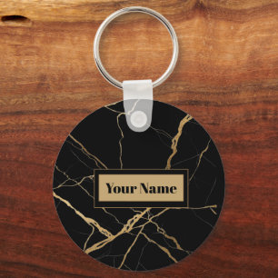 Moderne goud & zwart marmer Minimalistische luxe  Sleutelhanger