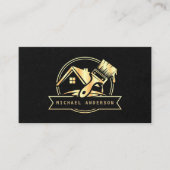 Moderne Goud & Zwart Schilderservice Huis Schilder Visitekaartje (Voorkant)