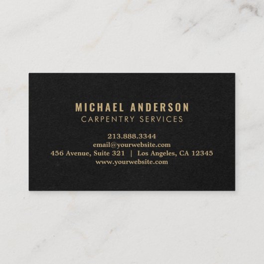 Moderne Goud & Zwart Timmerwerk Service en Handyma Visitekaartje (Achterkant)