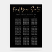 Moderne Goud & Zwart Trouwstoel Grafiek Acryl Bord (Voorkant)