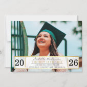 Moderne Goud Zwart & Wit Graduation Party | Foto Magnetische Uitnodiging (Voorkant)