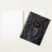Moderne goud & zwarte kristal agaat personaliseer planner (Display)