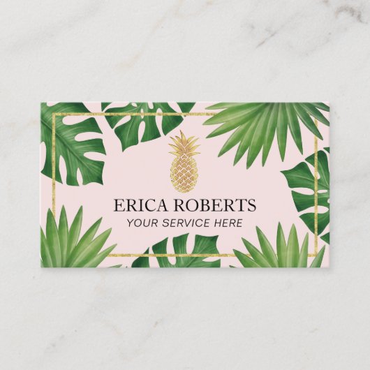 Moderne goudanananappel Blush Tropical Spa Salon Visitekaartje (Voorkant)