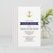 Moderne goudanker streept zeemangetrouwe trouwdouc kaart (Staand voorkant)