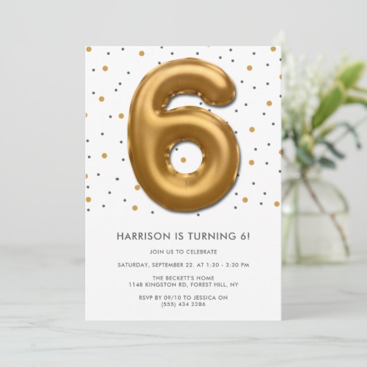 Moderne goudballon, 6 oktober kaart (Staand voorkant)