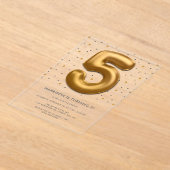 Moderne goudballon van de goudmijn 5e verjaardag acryl uitnodigingen (Laagn)