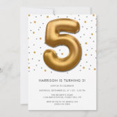 Moderne goudballon van de goudmijn 5e verjaardag kaart (Voorkant)