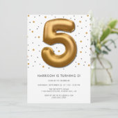 Moderne goudballon van de goudmijn 5e verjaardag kaart (Staand voorkant)