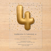 Moderne goudballon van de goudmijn acryl uitnodigingen (Voorkant)