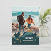 Moderne goudbergen reizen met Kerstmis Feestdagenkaart (Staand voorkant)