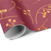 Moderne goudbessen illustreren het marsalapatroon cadeaupapier (Rol Hoek)