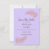 Moderne Goudblad Violet Save The Date (Voorkant)