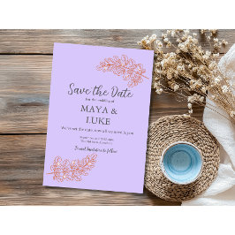 Moderne Goudblad Violet Save The Date