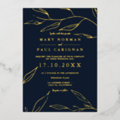 Moderne goudbladerbladbladerbladeren, eenvoudige k folie uitnodiging (Voorkant)