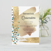 Moderne goudblauwe abstracte cheetah spots chic kaart (Staand voorkant)